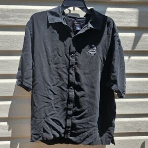 Pinehurst Golf Silk Polo Shirt Mens Large Micro Waffle Black Embroidered Htf‎ NC